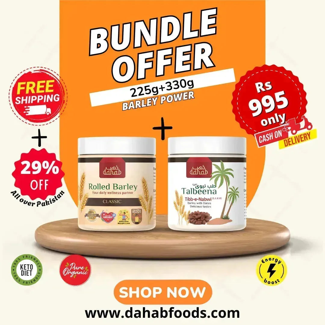 Rolled Barley Flakes + Talbeena with Dry Dates 225g+330g - Dahab Foods (Private) Limited