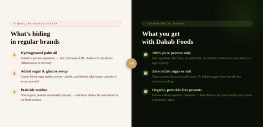 Dahab Foods organic peanut butter — no additives, no palm oil, 100% pure peanuts