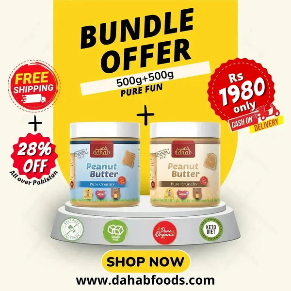 1 KG Pure Peanut Butter 500g Creamy + 500g Crunchy = 1KG total | No added Sugar or Salt