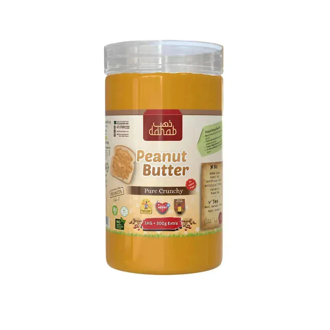 Pure Crunchy Peanut Butter – 100% Natural and Pure Peanuts – 1300g or 1.3KG – (No added Salt or Sugar) - Dahab Foods (Private) Limited