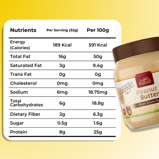 Pure (Crunchy) Peanut Butter – 340g – (No added Salt or Sugar)