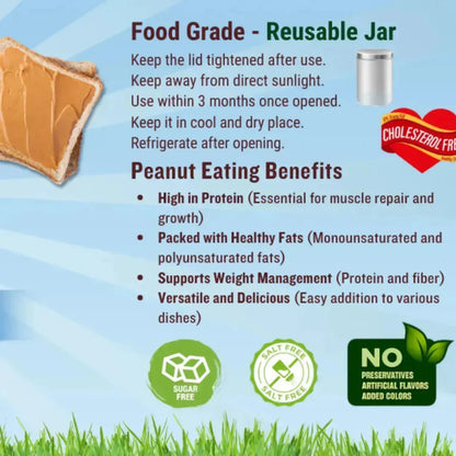 Pure (Creamy) Peanut Butter - 1300g or 1.3KG – (No added Salt or Sugar) - Dahab Foods (Private) Limited