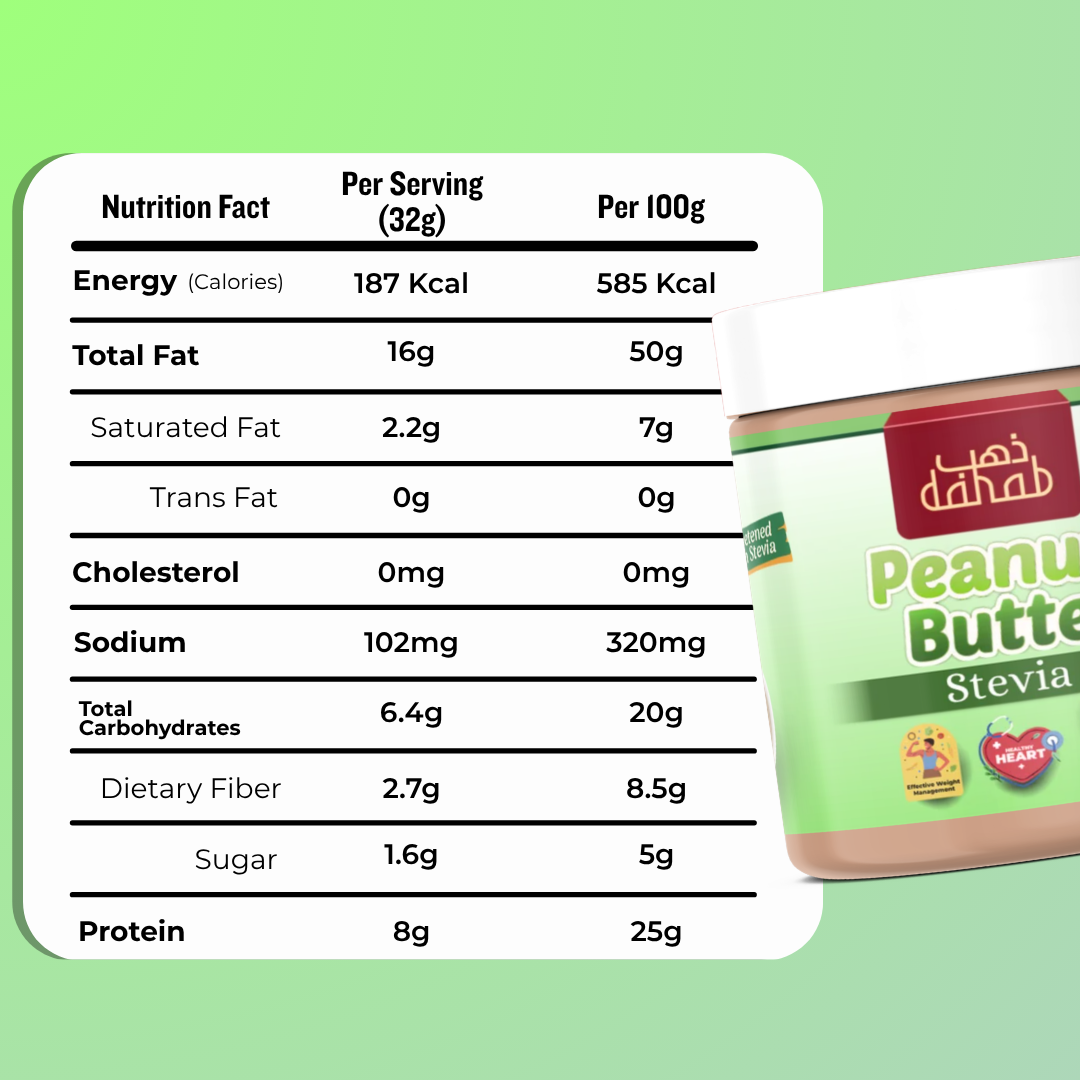 Peanut Butter with Stevia – (No added Sugar) | Dahab Foods