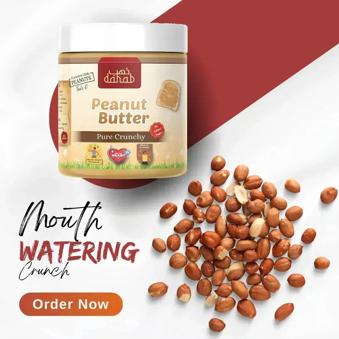 Buy Pure Crunchy Peanut Butter 500g (No added Salt or Sugar) - Dahab Foods (Private) Limited Pakistan