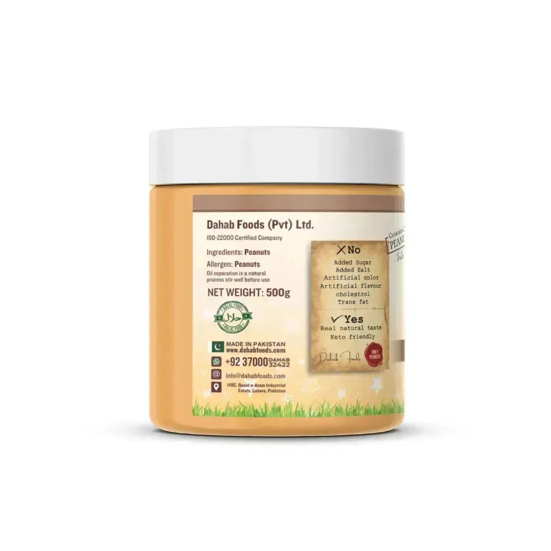 Buy Pure Crunchy Peanut Butter 500g (No added Salt or Sugar) - Dahab Foods (Private) Limited Pakistan